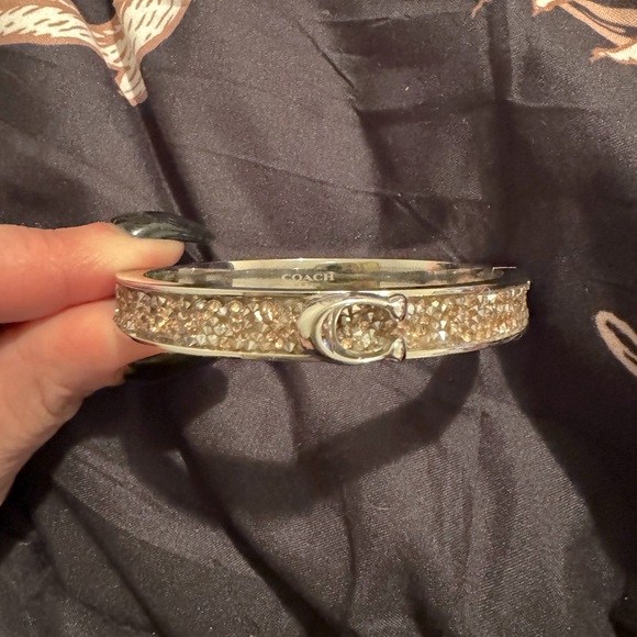Coach C Logo Hinged Silver Bracelet - Picture 1 of 7